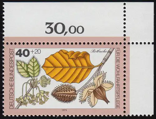 1024 Bäume 40+20 Pf Rotbuche ** Ecke o.r.