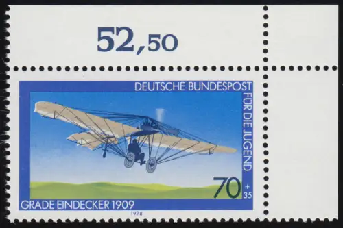 967 Jeunesse Aéronautique 70+35 Pf ** Coin o.r.