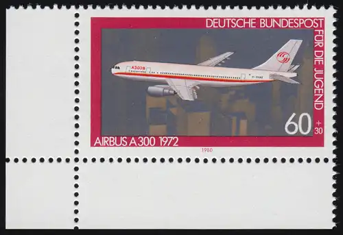 1042 Jugend Luftfahrt 60+30 Pf ** Ecke u.l.