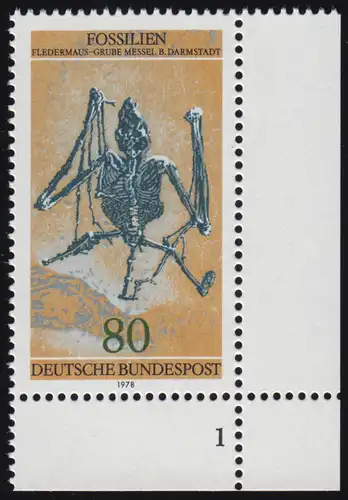 974 Fossilien 80 Pf Fledermaus ** FN1