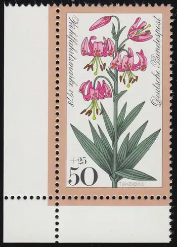 984 Waldblumen 50+25 Pf Türkenbund ** Ecke u.l.