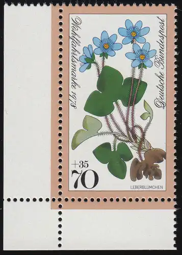 985 Waldblumen 70+35 Pf Leberblümchen ** Ecke u.l.