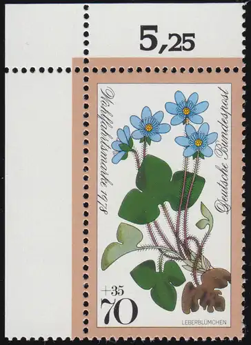 985 Waldblumen 70+35 Pf Leberblümchen ** Ecke o.l.