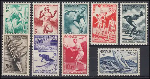 Monaco 339-347 Olympia London 1948, ensemble complet, frais de port **