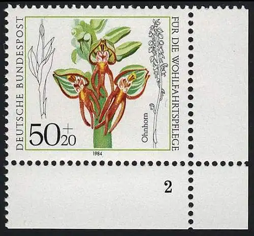 1225 Wohlfahrt Orchideen 50+20 Pf ** FN2