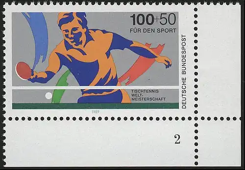 1408 Coupe du monde du tennis de table 100+50 Pf ** FN2