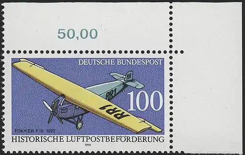 1524 Transport par avion 100 Pf ** Coin o.r.