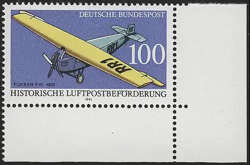 1524 Luftpostbeförderung 100 Pf ** Ecke u.r.