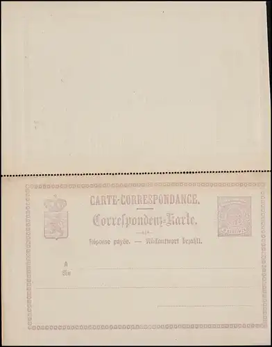 Luxembourg Carte postale P 5 Double 5/5 C., non utilisé **, jaunissement de marge