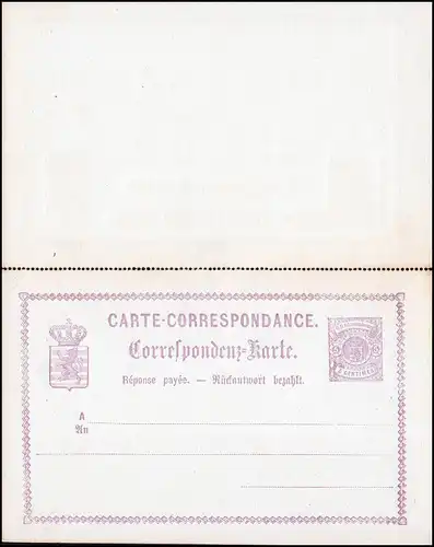 Luxembourg Carte postale P 10 Double 5/5 C., non utilisé **, jaunissement de marge