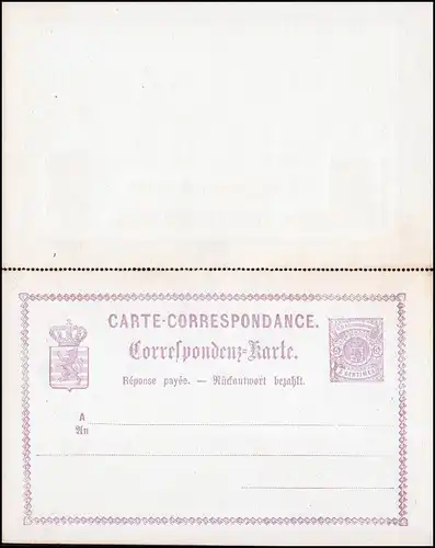 Luxemburg Postkarte P 10 Doppelkarte 5/5 C., ungebraucht **, Randvergilbung