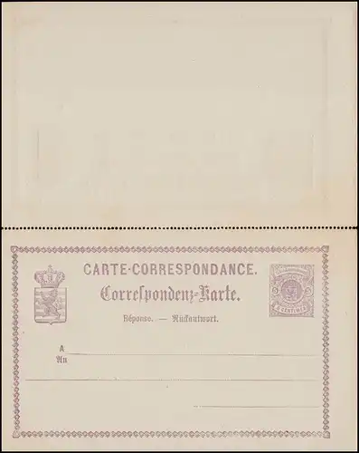 Luxemburg Postkarte P 10 Doppelkarte 5/5 C., ungebraucht **, Randvergilbung