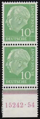 Paire verticale de heuss 10 pfennigs avec HAN 15242.54 en MHB, non plié, **