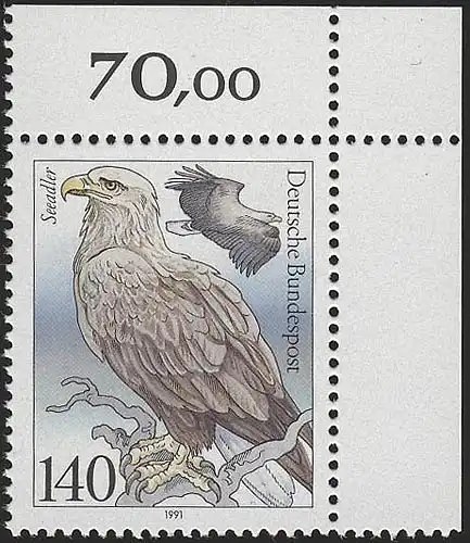 1542 Seevögel 140 Pf Seeadler ** Ecke o.r.