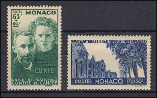 Monaco 187-188 Découverte du radium, ensemble, frais de port **