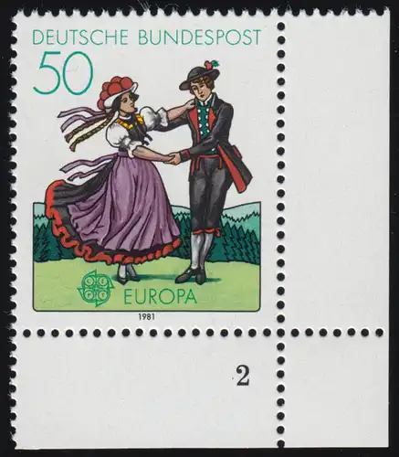 1096 Europa Schwarzwälder Tracht 50 Pf ** FN2