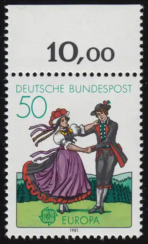 1096 Europa Schwarzwälder Tracht 50 Pf ** Oberrand