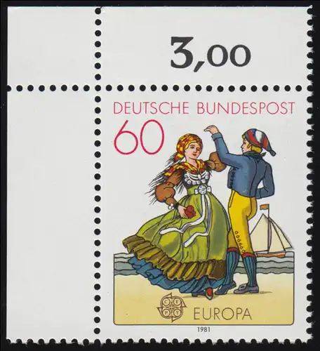 1097 Europa Friesische Tracht 60 Pf ** Ecke o.l.