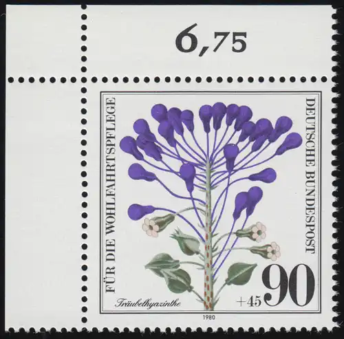1062 Ackerwildkräuter Hyazinthe 90+45 Pf ** Ecke o.l.