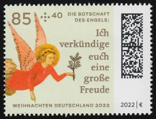 3724 Weihnachten: Verkündigung an die Hirten, nassklebend, ** postfrisch