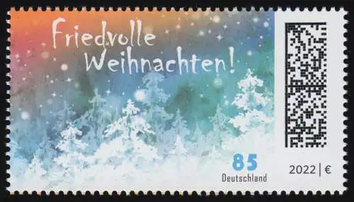 3728 Friedvolle Weihnachten, nassklebend, ** postfrisch