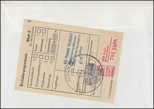 3 Marque d'inscription 1025: 750 ans Berlin R-Lettre SSt BERLIN VILLES PARTENARIALES 1987