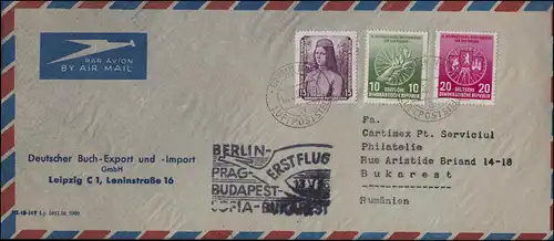Vol d'ouverture Lufthansa Air Post Air Mail Berlin 13.5.1956 / Bucarest 16.5.56