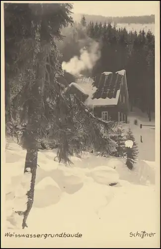 O Wehrmeldeamt Hohenelbe auf AK Weisswassergrundbaude, SSt HOHENELBE 6.9.43