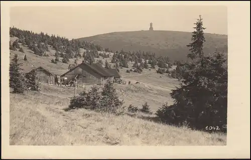 BS Schutzhaus Schweizerei auf passender AK, Thomasdorf/Freiwal. 3.8.1942