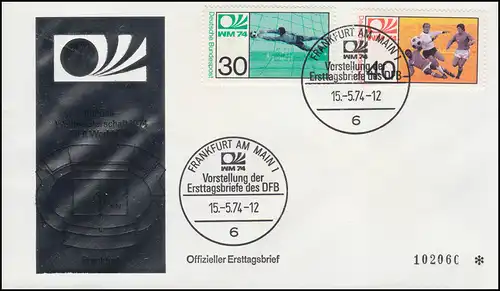 811-812 Fußball-WM in Deutschland 1974, offizieller FDC ESSt Frankfurt 15.5.74