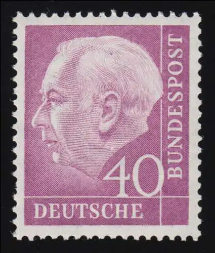 188 Heuss 40 Pf. Édition expérimentale, marque unique **, double-essai Schmidl BPP