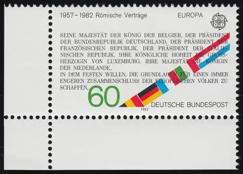 1131 Europa Römische Verträge 60 Pf ** Ecke u.l.