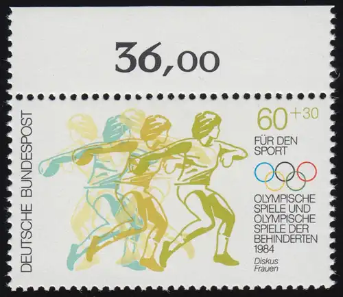 1206 Olympische Sommerspiele 60+30 Pf ** Oberrand