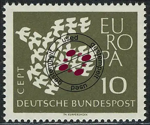 367yw Europa/CEPT 10 PF Taube O