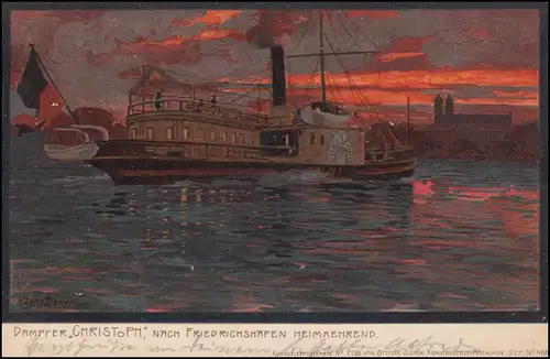 AK Dampfer Christoph nach Friedrichshafen heimkehrend, LINDAU 16.8.1902
