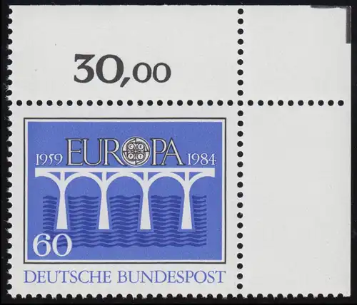 1210 Europa Post- und Fernmeldewesen 60 Pf ** Ecke o.r.