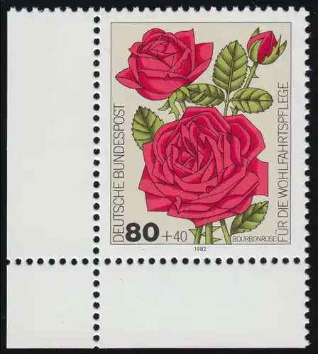 1152 Wohlfahrt Gartenrosen 80+40 Pf ** Ecke u.l.
