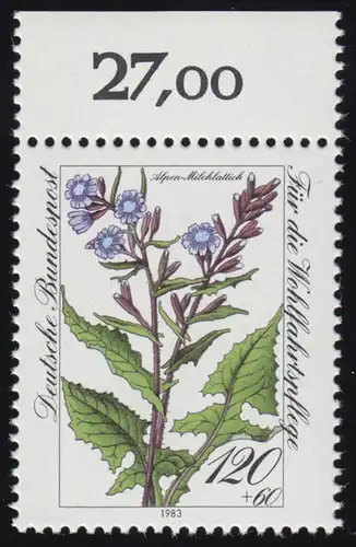 1191 Wohlfahrt Alpen-Milchlattich 120+60 Pf ** Oberrand