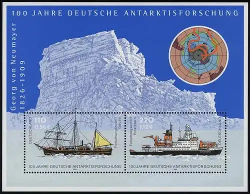 Bloc 57 Recherche sur l'Antarctique 2001: ensemble de 10 pièces, tous ** frais de port