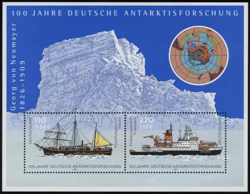 Block 57 Antarktisforschung 2001: Set zu 10 Stück, alle ** postfrisch