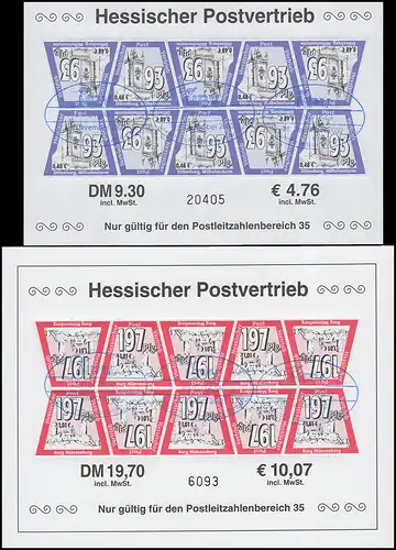 Post Postier privé Hessischer Post distribution HPV 10-12 par feuille de dix, tous les ESSt