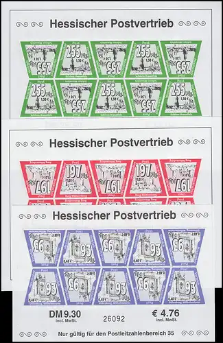 Post Postier privé Hessischer Post distribution HPV 10-12 par feuille de dix, tous **