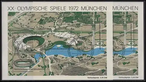 Block 7 Olympiastadion Munich - Schmitz-Impression, avec pièce de comparaison, les deux ESSt