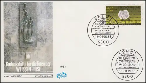 1163 Die weiße Rose - Verfolgung und Widerstand, Schmuck-FIDACOS-FDC Bonn 1983