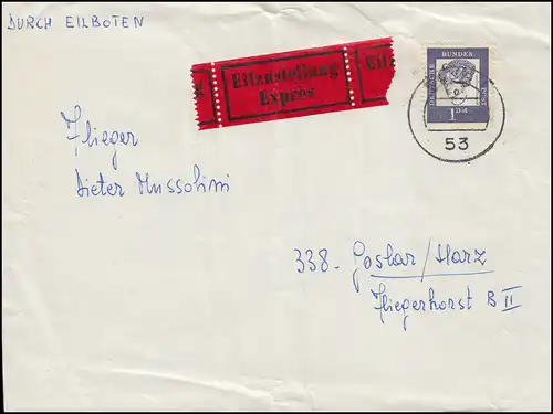 361y Bedeutende Deutsche Droste Hülshoff 1 DM als EF auf Eil-Brief BONN 20.8.65