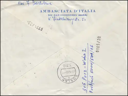 361y EF allemand important Droste Hülshoff 1 DM sur lettre d'urgence BONN 20.8.65
