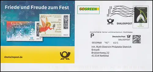 Plusbrief Dialogpost Schneeglöckchen Weihnachten / Posthorn, Weiden 2022