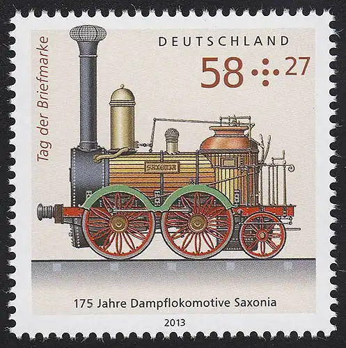 3027 Tag der Briefmarke Dampflokomotive SAXONIA: 10 Einzelmarken, alle ** / MNH