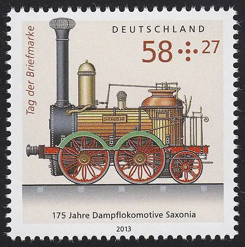 3027 Tag der Briefmarke Dampflokomotive SAXONIA: 10 Einzelmarken, alle ** / MNH