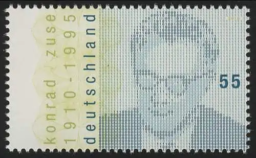 2802 Bauingenieur und Erfinder Konrad Zuse, 10 Einzelmarken, alle ** / MNH
